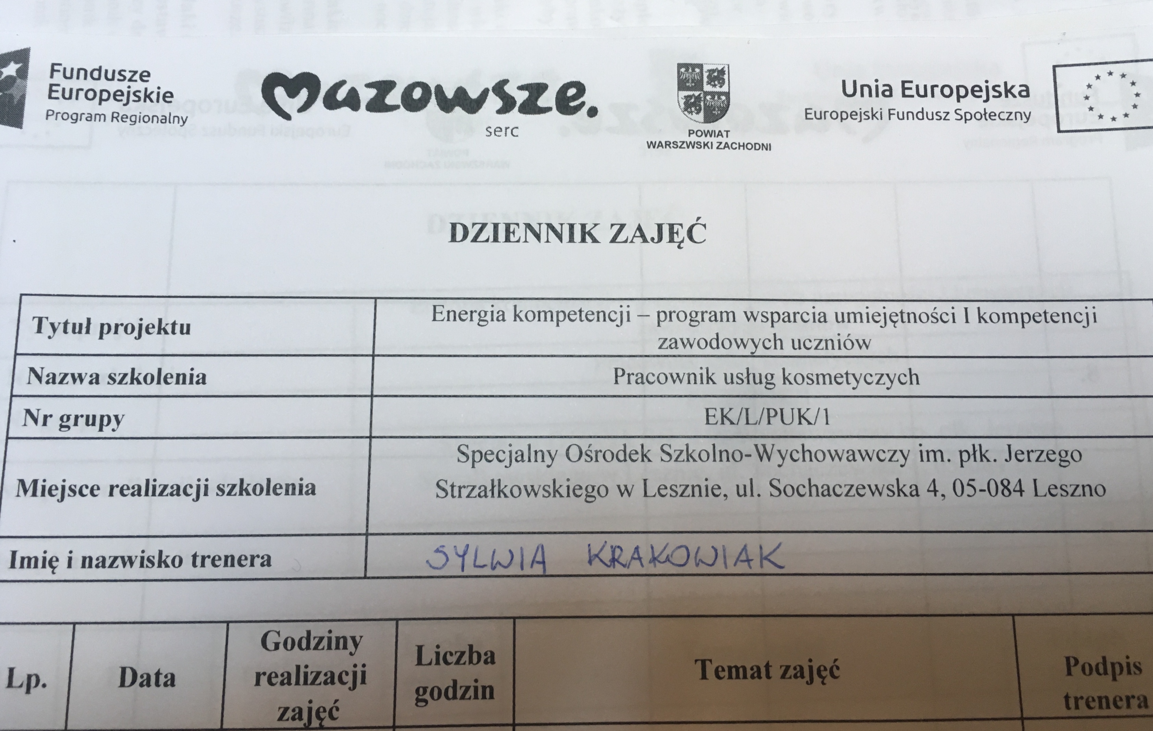 Certyfikacja VCC Mazowsze Szkolenie pracownik usług kosmetycznych